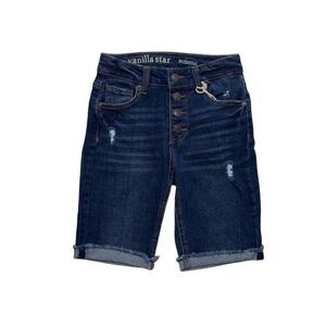 Vanilla Star Bermuda Jean Shorts 5‎ Juniors' Distressed Stretchy Cuffed NEW